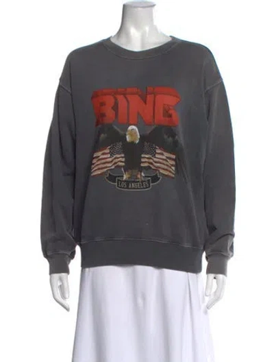 Pre-owned Anine Bing Graphic Print Crew Neck Sweatshirt In Grey