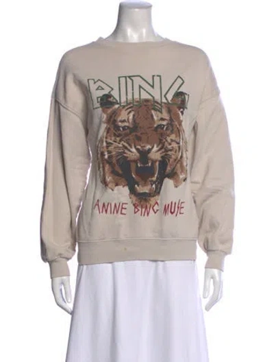 Pre-owned Anine Bing Graphic Print Crew Neck Sweatshirt In Grey