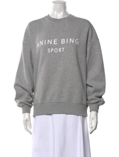 Pre-owned Anine Bing Graphic Print Crew Neck Sweatshirt In Grey