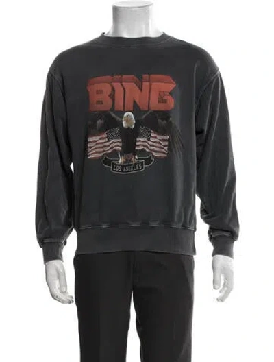 Pre-owned Anine Bing Graphic Print Crew Neck Sweatshirt In Grey