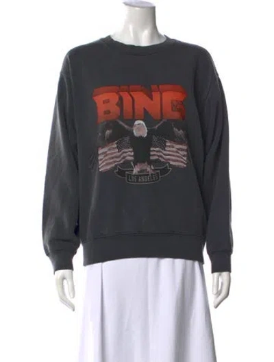 Pre-owned Anine Bing Graphic Print Crew Neck Sweatshirt In Grey
