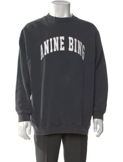 Pre-owned Anine Bing Graphic Print Crew Neck Sweatshirt In Grey