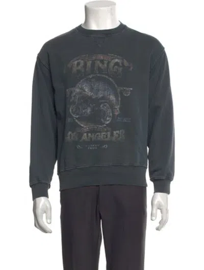 Pre-owned Anine Bing Graphic Print Crew Neck Sweatshirt In Grey