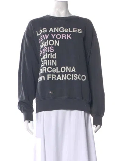 Pre-owned Anine Bing Graphic Print Crew Neck Sweatshirt In Multi