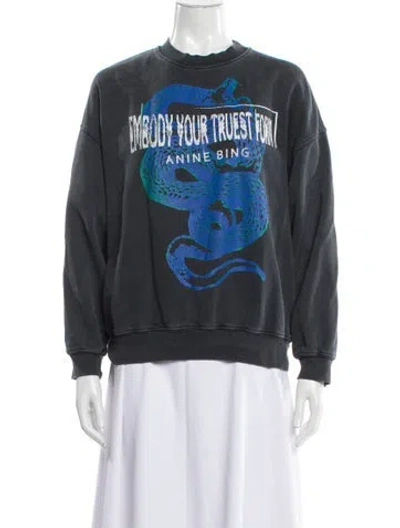 Pre-owned Anine Bing Graphic Print Crew Neck Sweatshirt In Multi