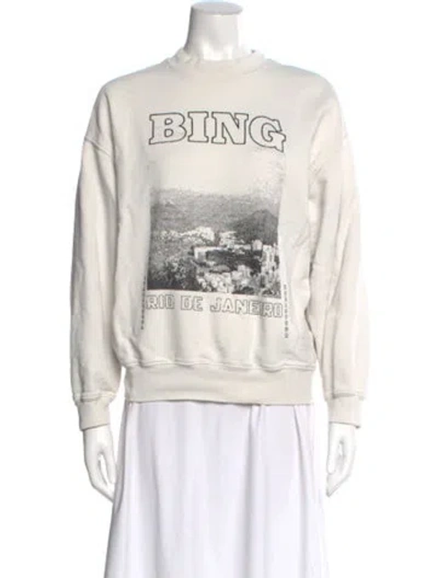 Pre-owned Anine Bing Graphic Print Crew Neck Sweatshirt In Neutral