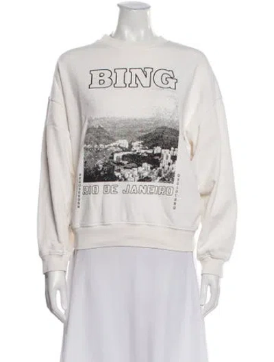 Pre-owned Anine Bing Graphic Print Crew Neck Sweatshirt In Neutral