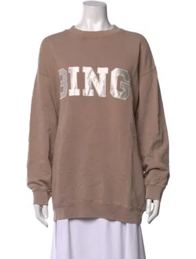 Pre-owned Anine Bing Graphic Print Crew Neck Sweatshirt In Neutrals