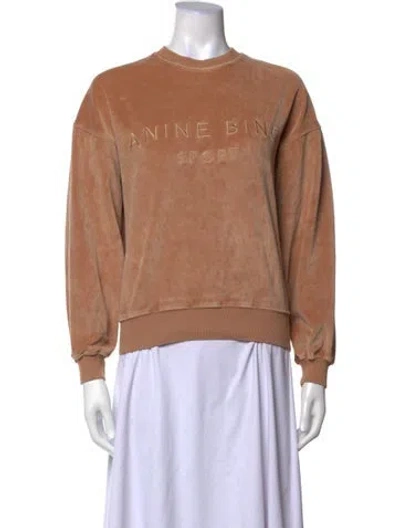 Pre-owned Anine Bing Graphic Print Crew Neck Sweatshirt In Neutrals