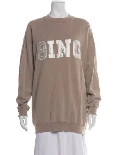 Pre-owned Anine Bing Graphic Print Crew Neck Sweatshirt In Neutrals