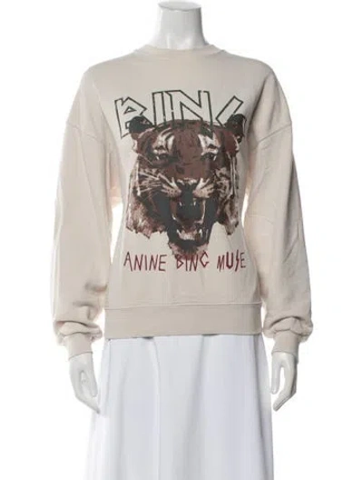 Pre-owned Anine Bing Graphic Print Crew Neck Sweatshirt In Neutrals