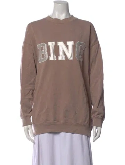 Pre-owned Anine Bing Graphic Print Crew Neck Sweatshirt In Neutrals