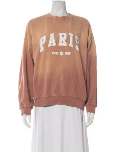 Pre-owned Anine Bing Graphic Print Crew Neck Sweatshirt In Orange