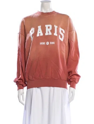 Pre-owned Anine Bing Graphic Print Crew Neck Sweatshirt In Pink