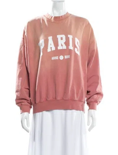 Pre-owned Anine Bing Graphic Print Crew Neck Sweatshirt In Pink