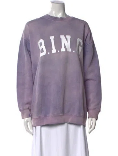 Pre-owned Anine Bing Graphic Print Crew Neck Sweatshirt In Purple
