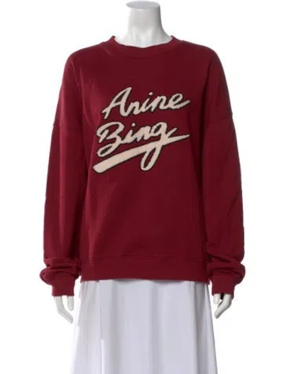 Pre-owned Anine Bing Graphic Print Crew Neck Sweatshirt In Red