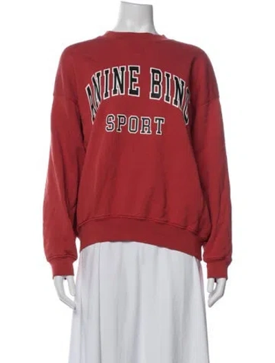 Pre-owned Anine Bing Graphic Print Crew Neck Sweatshirt In Red