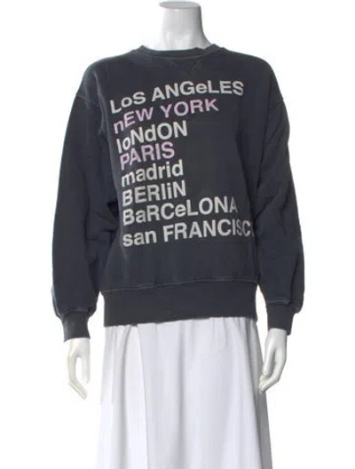 Pre-owned Anine Bing Graphic Print Crew Neck Sweatshirt W/ Tags In Gray