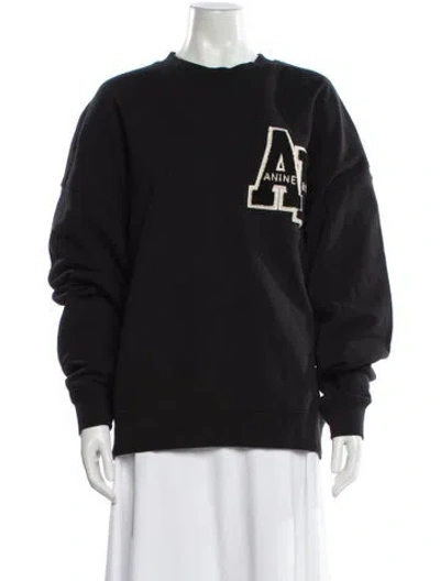 Pre-owned Anine Bing Graphic Print Crew Neck Sweatshirt W/ Tags In Gray