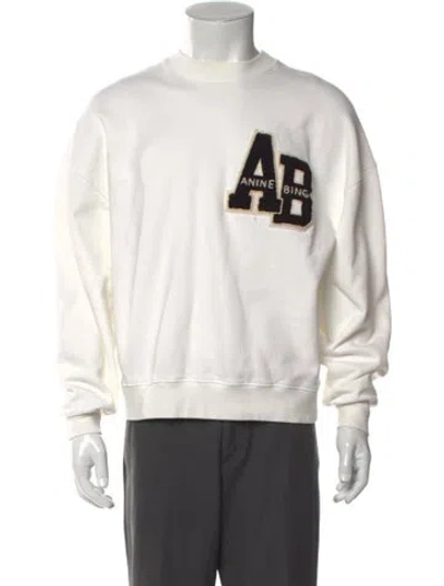 Pre-owned Anine Bing Graphic Print Crew Neck Sweatshirt In White