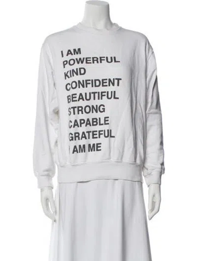 Pre-owned Anine Bing Graphic Print Crew Neck Sweatshirt In White