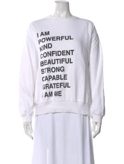 Pre-owned Anine Bing Graphic Print Crew Neck Sweatshirt In White