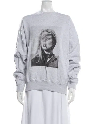Pre-owned Anine Bing Graphic Print Crew Neck Sweatshirt In White