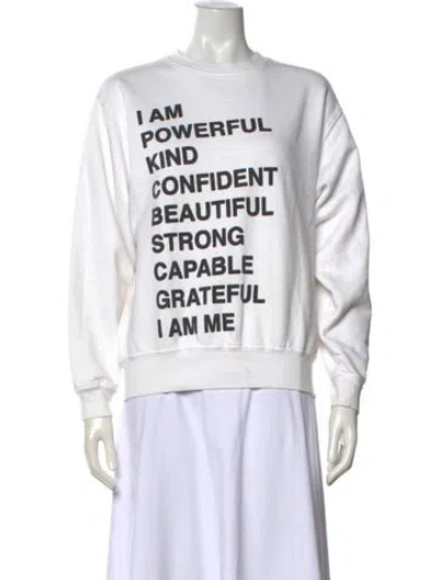 Pre-owned Anine Bing Graphic Print Crew Neck Sweatshirt In White