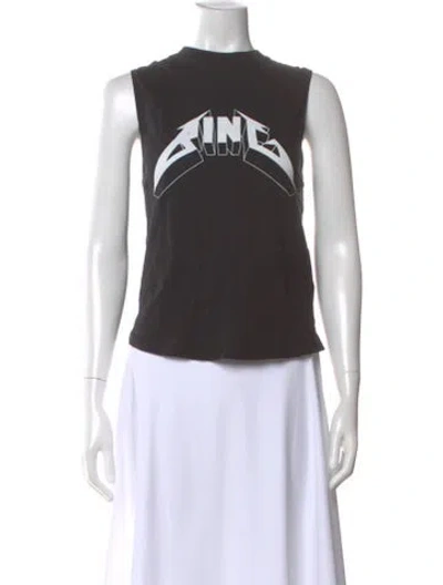 Pre-owned Anine Bing Graphic Print Crew Neck Top In Gray
