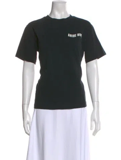 Pre-owned Anine Bing Graphic Print Crew Neck T-shirt In Black