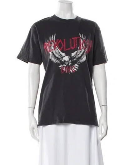 Pre-owned Anine Bing Graphic Print Crew Neck T-shirt In Black