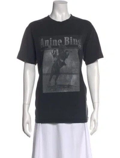 Pre-owned Anine Bing Graphic Print Crew Neck T-shirt In Black