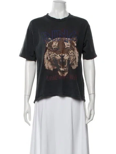 Pre-owned Anine Bing Graphic Print Crew Neck T-shirt In Black
