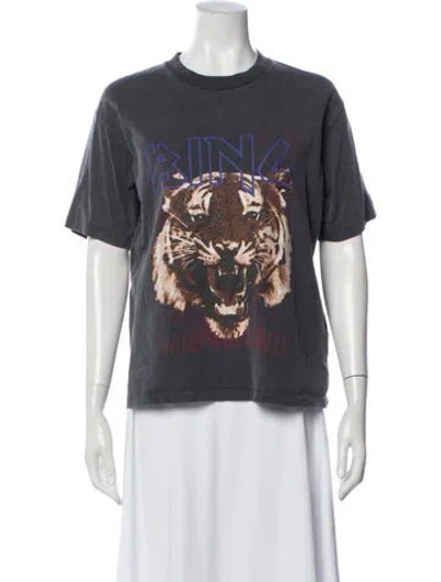 Pre-owned Anine Bing Graphic Print Crew Neck T-shirt In Black