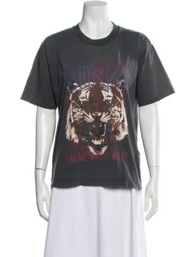 Pre-owned Anine Bing Graphic Print Crew Neck T-shirt In Black