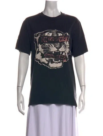 Pre-owned Anine Bing Graphic Print Crew Neck T-shirt In Black