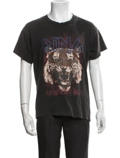 Pre-owned Anine Bing Graphic Print Crew Neck T-shirt In Black