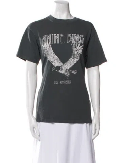 Pre-owned Anine Bing Graphic Print Crew Neck T-shirt In Blue