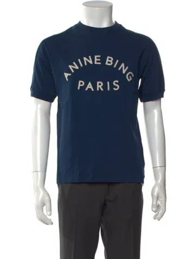 Pre-owned Anine Bing Graphic Print Crew Neck T-shirt In Blue