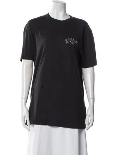 Pre-owned Anine Bing Graphic Print Crew Neck T-shirt In Blue