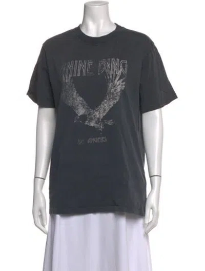 Pre-owned Anine Bing Graphic Print Crew Neck T-shirt In Blue