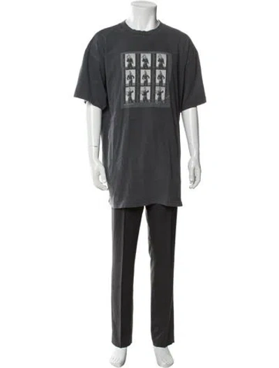 Pre-owned Anine Bing Graphic Print Crew Neck T-shirt In Gray