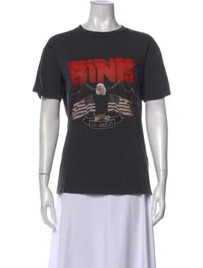 Pre-owned Anine Bing Graphic Print Crew Neck T-shirt In Gray