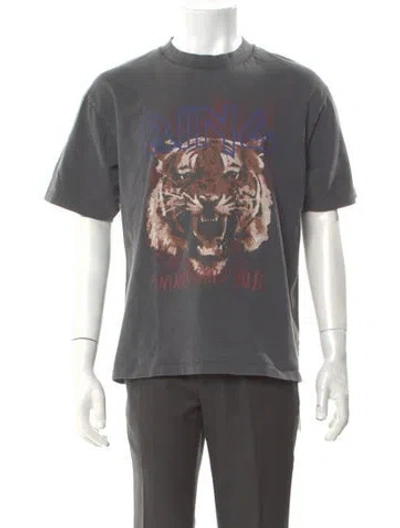 Pre-owned Anine Bing Graphic Print Crew Neck T-shirt In Gray