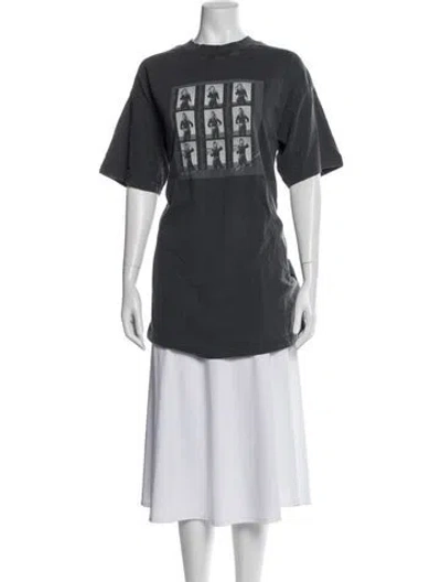 Pre-owned Anine Bing Graphic Print Crew Neck T-shirt In Gray