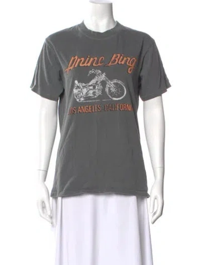 Pre-owned Anine Bing Graphic Print Crew Neck T-shirt In Gray