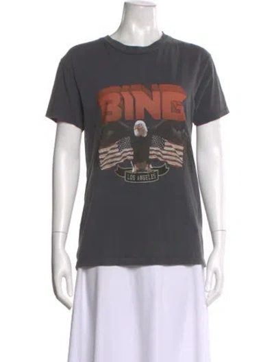 Pre-owned Anine Bing Graphic Print Crew Neck T-shirt In Gray