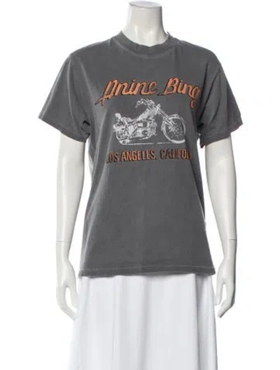 Pre-owned Anine Bing Graphic Print Crew Neck T-shirt In Gray