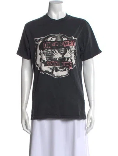 Pre-owned Anine Bing Graphic Print Crew Neck T-shirt In Gray